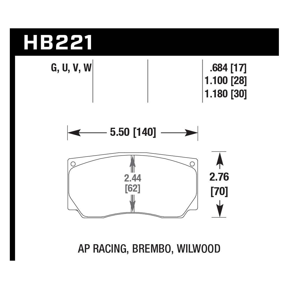 Hawk HB221U.684 Racing Pad - DTC-70 Compound - Shifted Motorsports