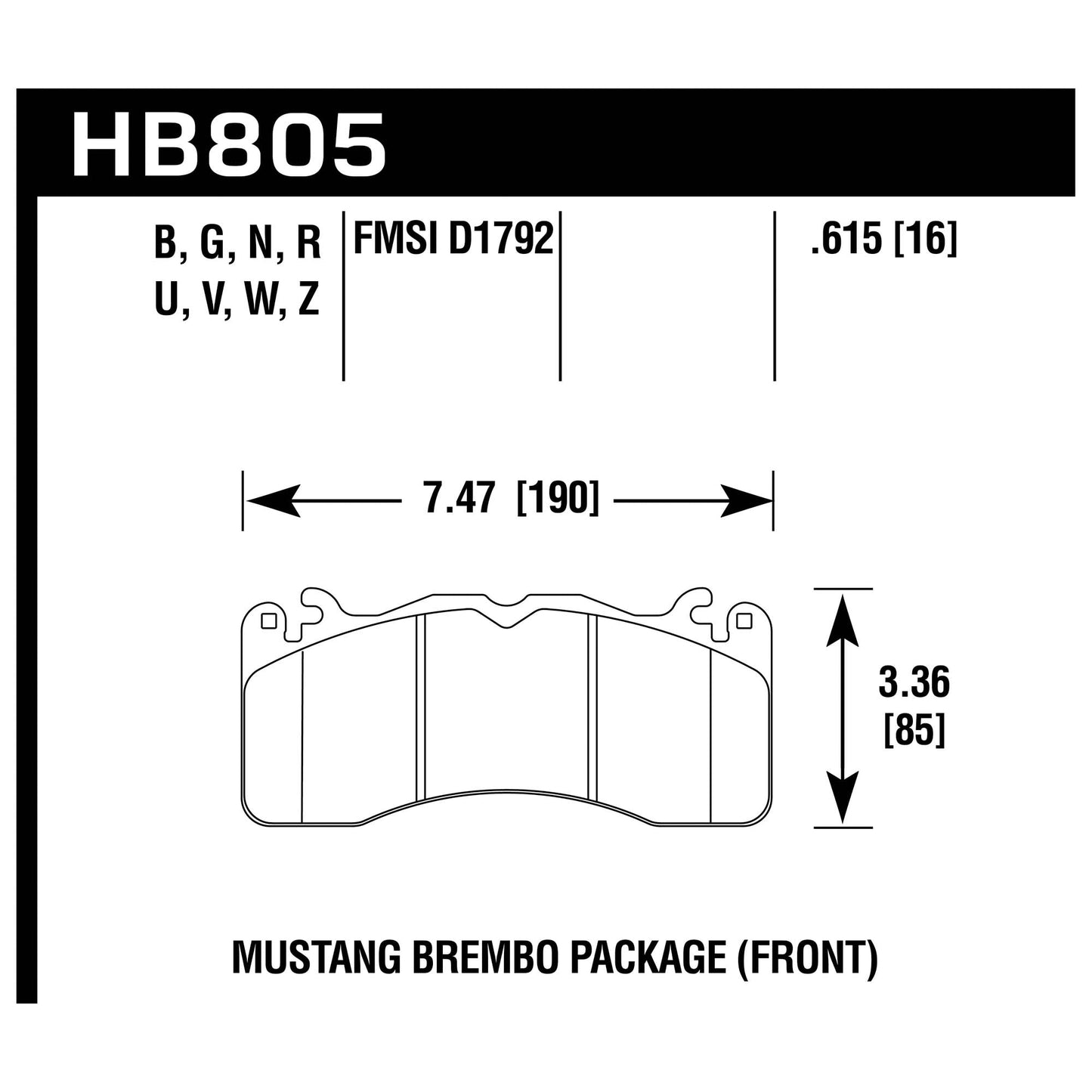Hawk HB805U.615 Racing Pad - DTC-70 Compound - Shifted Motorsports