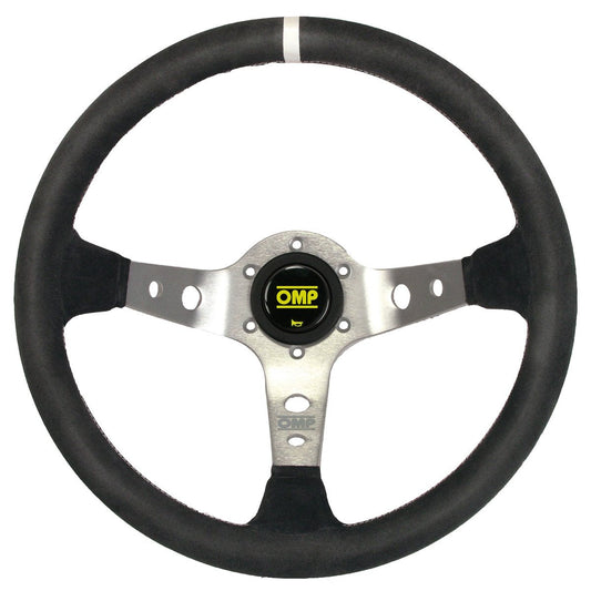 OMP Corsica Steering Wheel - Black Suede, Blue Spokes - Shifted Motorsports