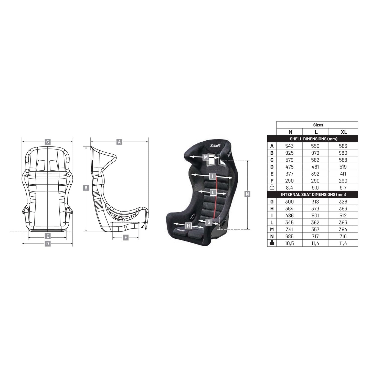 Sabelt Taurus Fiberglass Racing Seat - Shifted Motorsports