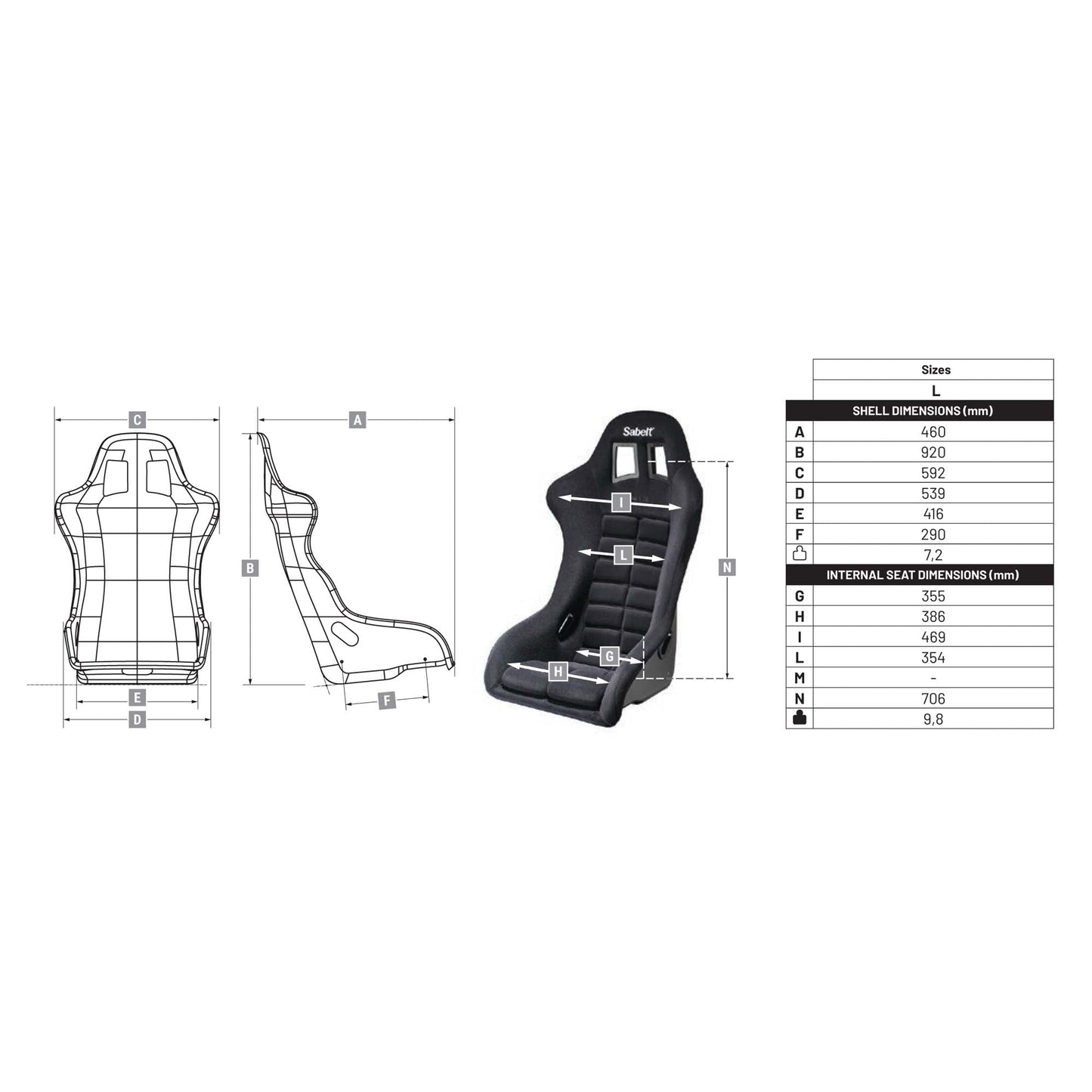 Sabelt GT3 Fiberglass Racing Seat - Shifted Motorsports
