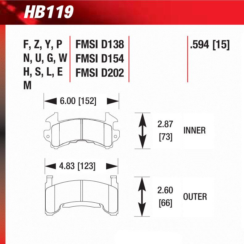 Hawk HB119G.594 Racing Pad - DTC-60 Compound - Shifted Motorsports