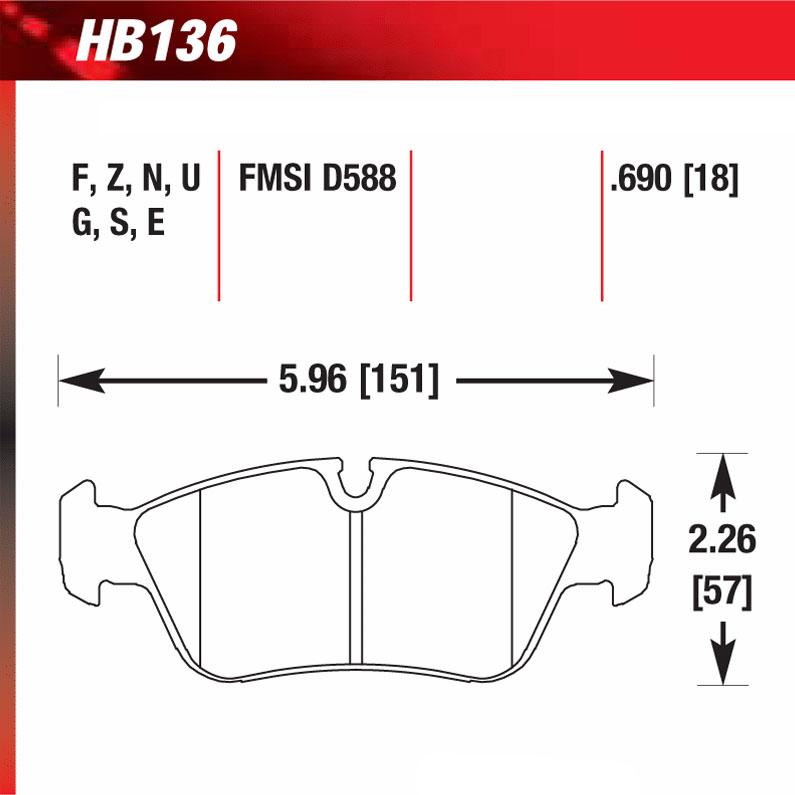 Hawk HB136E.690 Racing Pad - Blue Compound - Shifted Motorsports