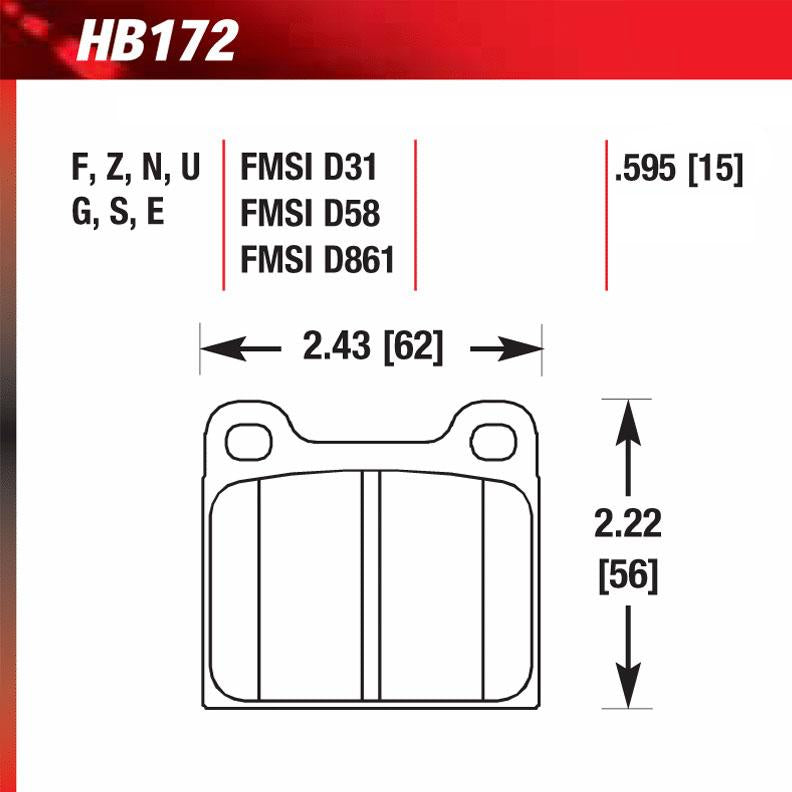 Hawk HB172G.595 Racing Pad - DTC-60 Compound - Shifted Motorsports