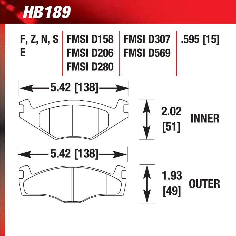 Hawk HB189E.595 Racing Pad - Blue Compound - Shifted Motorsports