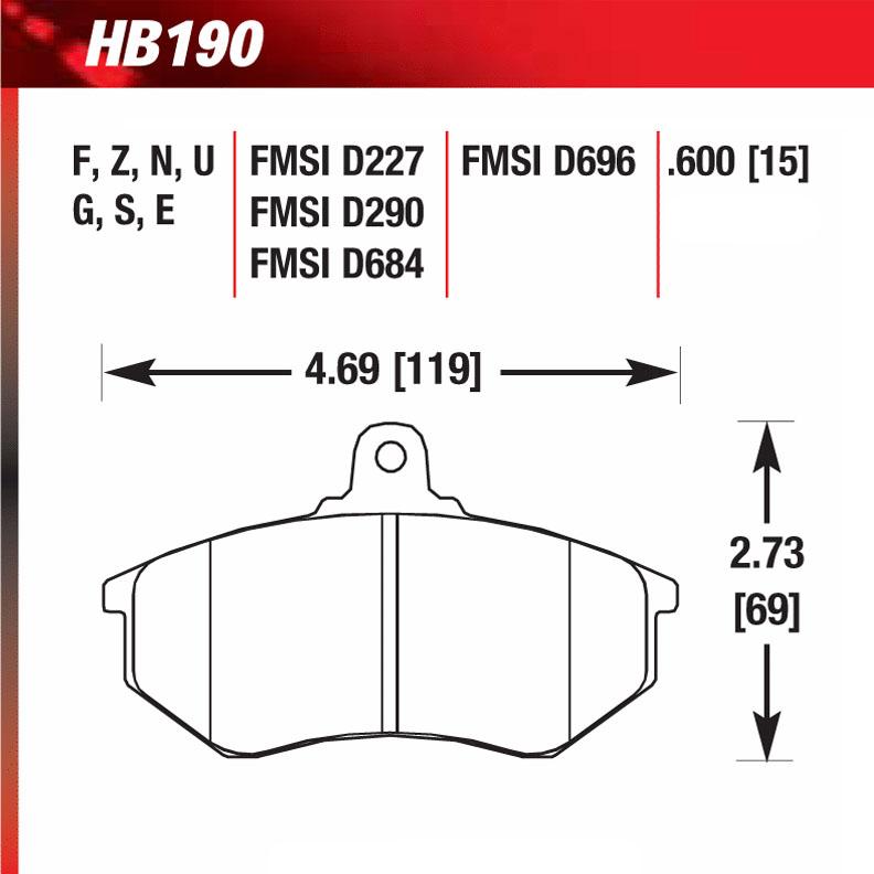 Hawk HB190E.600 Racing Pad - Blue Compound - Shifted Motorsports
