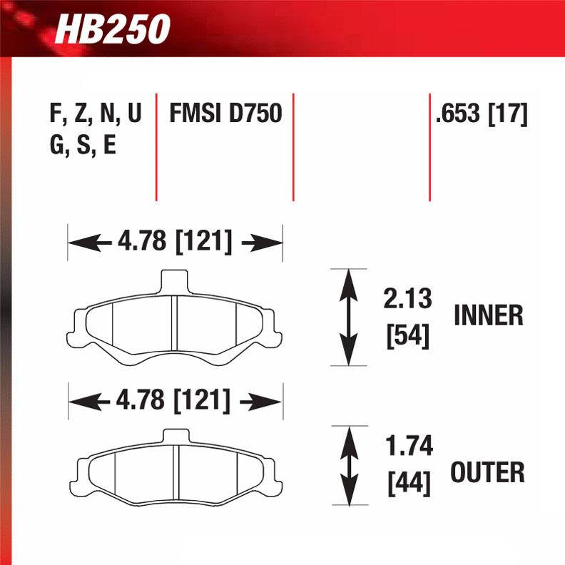 Hawk HB250U.653 Racing Pad - DTC-70 Compound - Shifted Motorsports