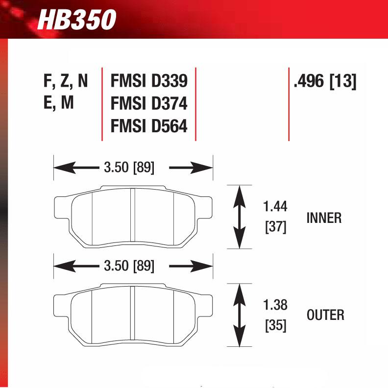 Hawk HB350M.496 Racing Pad - Black Compound - Shifted Motorsports