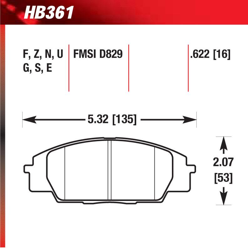 Hawk HB361U.622 Racing Pad - DTC-70 Compound - Shifted Motorsports