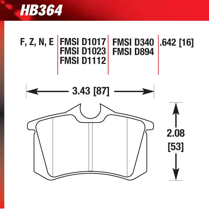 Hawk HB364E.642 Racing Pad - Blue Compound - Shifted Motorsports