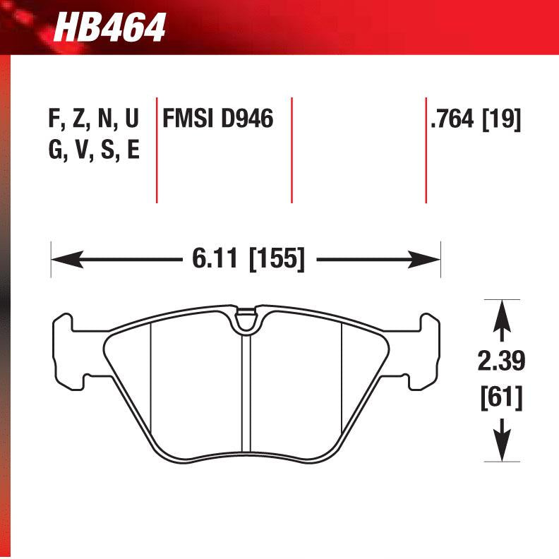 Hawk HB464V.764 Race Pad - HT-14 Compound - Shifted Motorsports