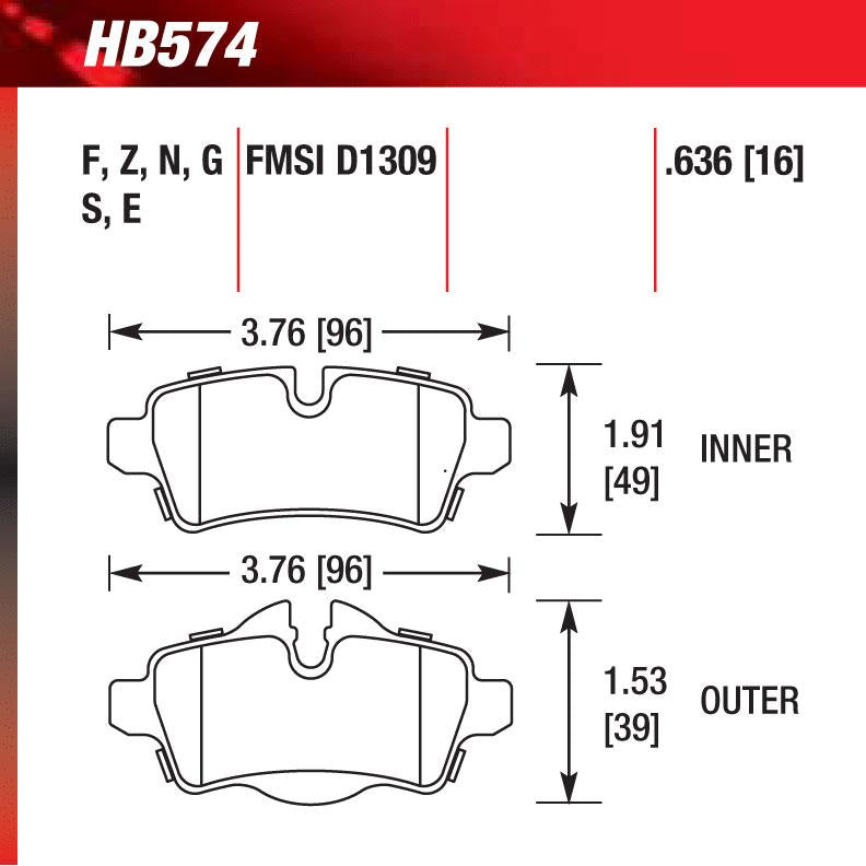 Hawk HB574F.636 Street Performance Pad - HPS Compound - Shifted Motorsports