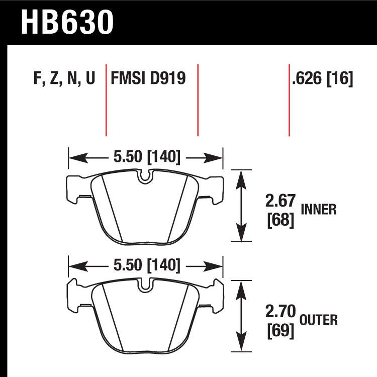 Hawk HB630N.626 Performance Pad - HP Plus Compound - Shifted Motorsports