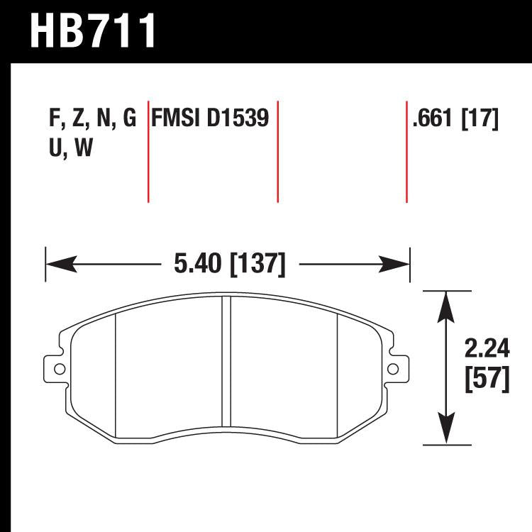 Hawk HB711G.661 Racing Pad - DTC-60 Compound - Shifted Motorsports