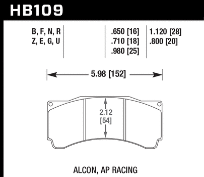 Hawk HB109G.980 Racing Pad - DTC-60 compound - Shifted Motorsports
