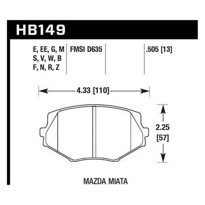 Hawk HB149G.505 Racing Pad - DTC-60 Compound - Shifted Motorsports