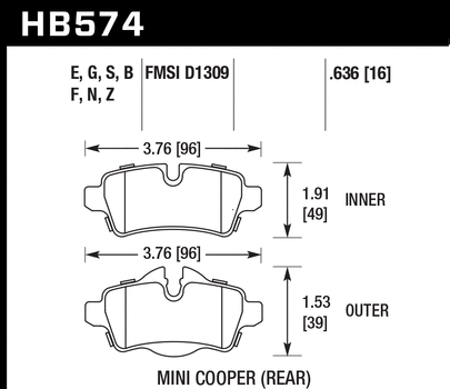 Hawk HB574B.636 Performance Pad - HPS 5.0 Compound - Shifted Motorsports