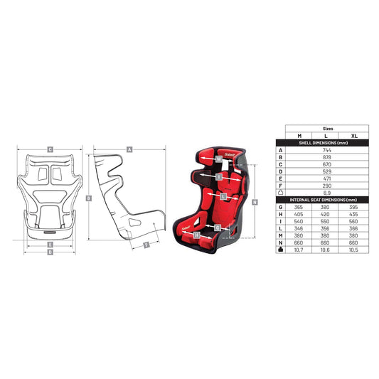 Sabelt GT-Pad FIA Racing Seat (Size: Large, Red) - Shifted Motorsports
