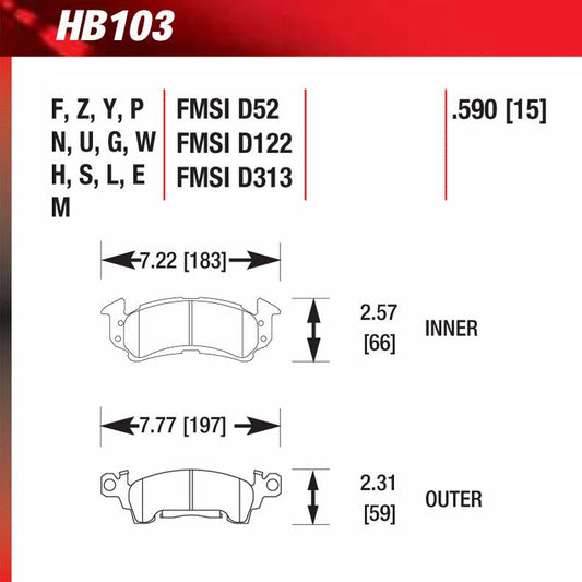 Hawk HB103S.590 Racing Pad - HT-10 Compound - Shifted Motorsports
