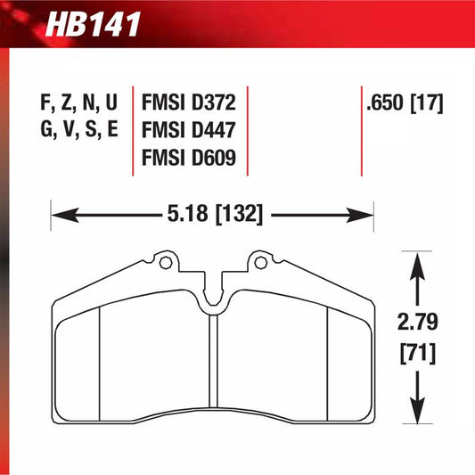 Hawk HB141G.650 Racing Pad - DTC-60 Compound - Shifted Motorsports