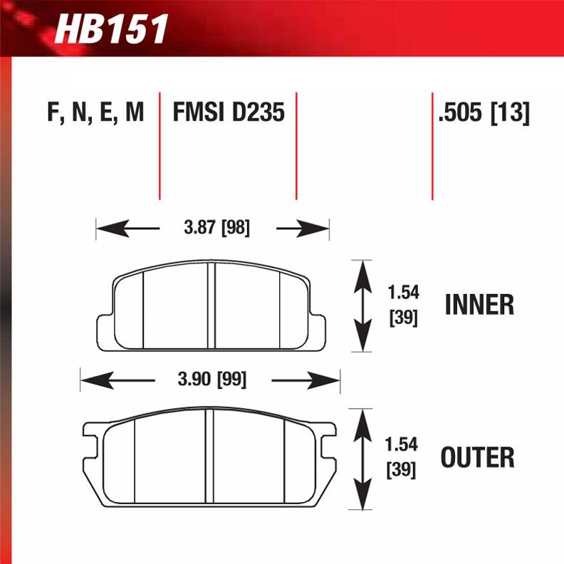 Hawk HB151M.505 Racing Pad - Black Compound - Shifted Motorsports