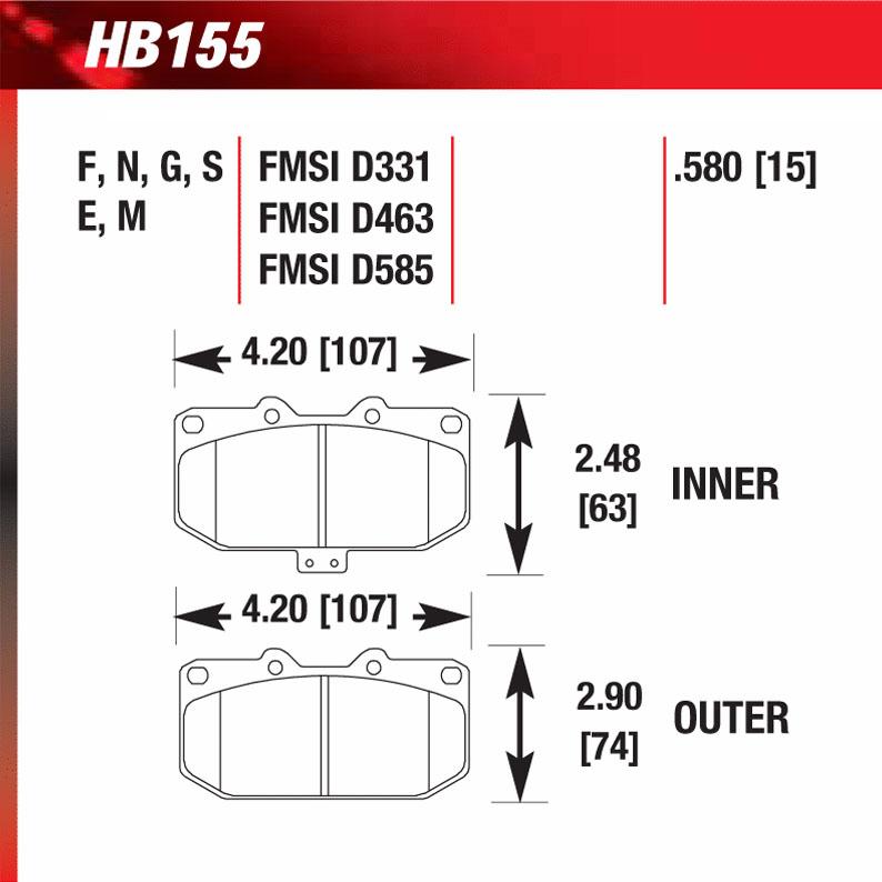 Hawk HB155E.580 Racing Pad - Blue Compound - Shifted Motorsports