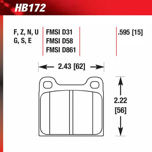 Hawk HB172W.595 Racing Pad - DTC-30 Compound - Shifted Motorsports