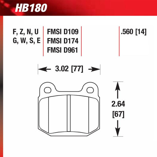 Hawk HB180F.560 Performance Pad - HP Plus Compound - Shifted Motorsports