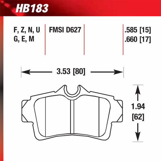 Hawk HB183G.585 Racing Pad - DTC-60 Compound - Shifted Motorsports