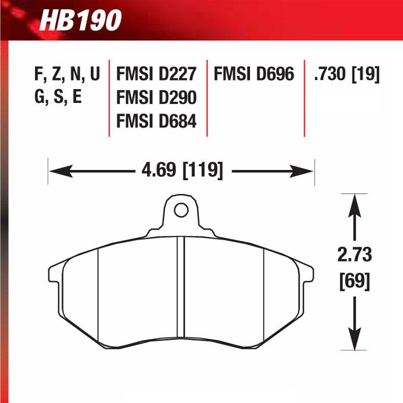 Hawk HB190E.730 Racing Pad - Blue Compound - Shifted Motorsports