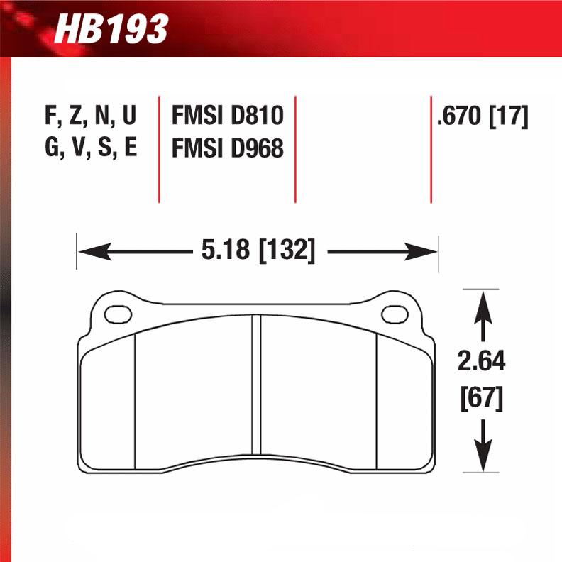 Hawk HB193V.670 Racing Pad - HT-14 Compound - Shifted Motorsports
