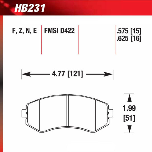 Hawk HB231E.625 Racing Pad - Blue Compound - Shifted Motorsports