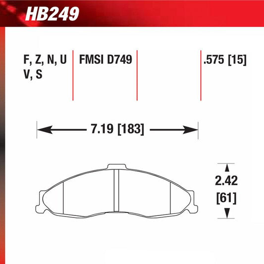 Hawk HB249U.575 Racing Pad - DTC-70 Compound - Shifted Motorsports