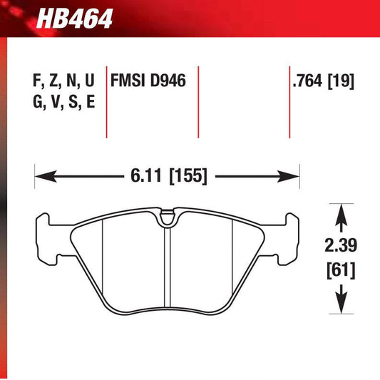 Hawk HB464U.764 Race Pad - DTC-70 Compound - Shifted Motorsports