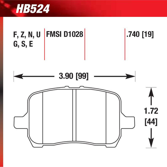 Hawk HB524U.740 Racing Pad - DTC-70 Compound - Shifted Motorsports