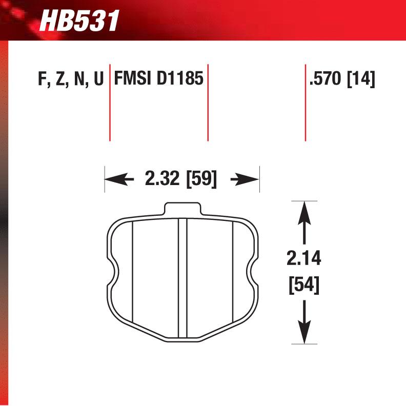 Hawk HB531U.570 Racing Pad - DTC-70 Compound - Shifted Motorsports