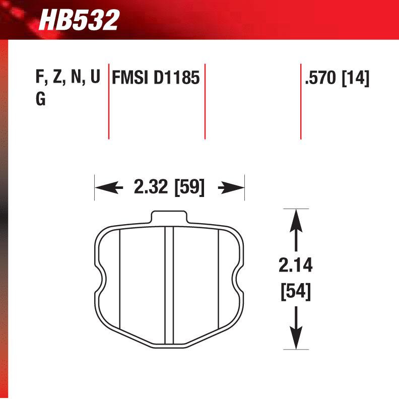 Hawk HB532G.570 Racing Pad - DTC-60 Compound - Shifted Motorsports