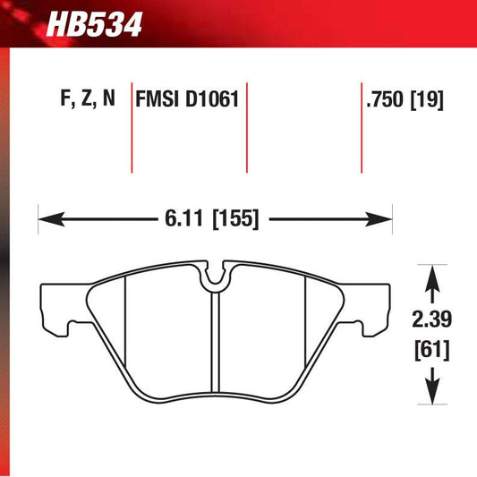 Hawk HB534U.750 Racing Pad - DTC-70 Compound - Shifted Motorsports