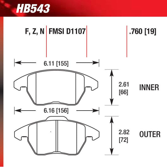 Hawk HB543N.760 Performance Pad - HP Plus Compound - Shifted Motorsports