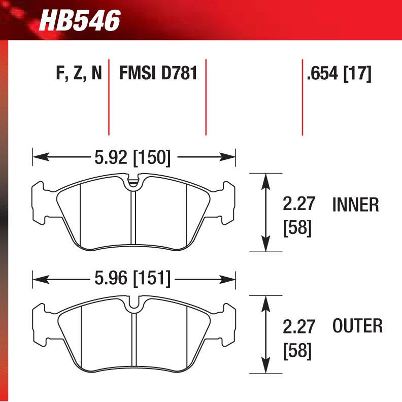 Hawk HB546F.654 Street Performance Pad - HPS Compound - Shifted Motorsports