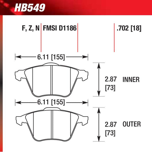 Hawk HB549G.702 Racing Pad - DTC-60 Compound - Shifted Motorsports