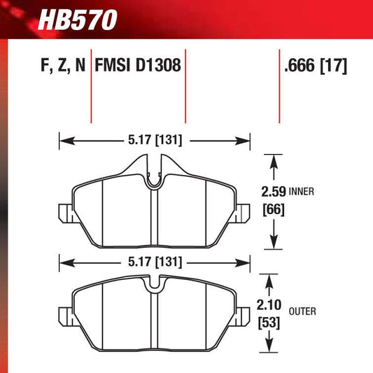 Hawk HB570F.666 Street Performance Pad - HPS Compound - Shifted Motorsports