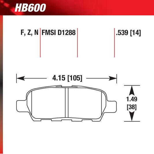 Hawk HB600F.539 Street Performance Pad - HPS Compound - Shifted Motorsports