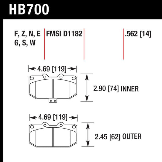 Hawk HB700G.562 Racing Pad - DTC-60 Compound - Shifted Motorsports