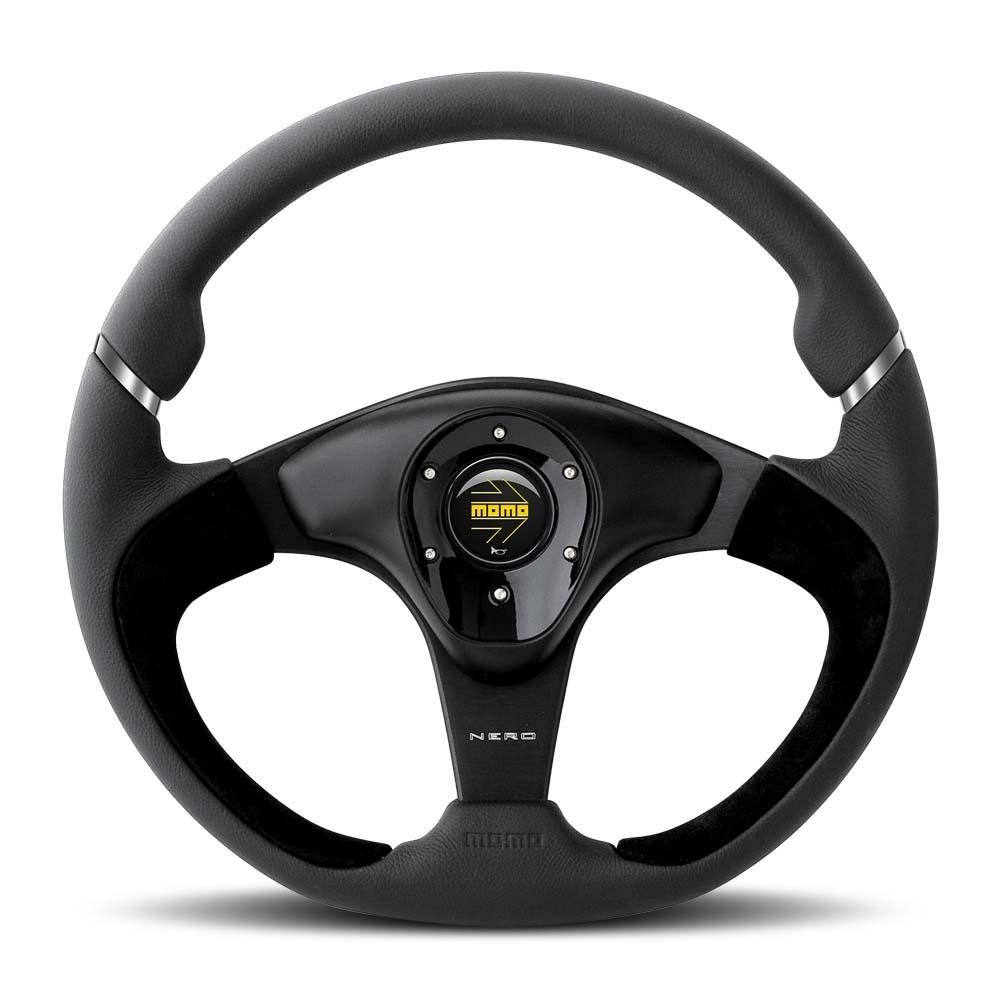 Momo Nero Steering Wheel - Shifted Motorsports
