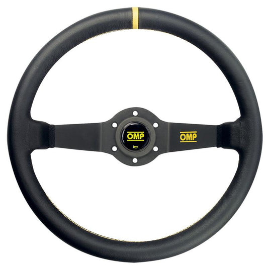 OMP Rally Steering Wheel - Black Leather - Shifted Motorsports